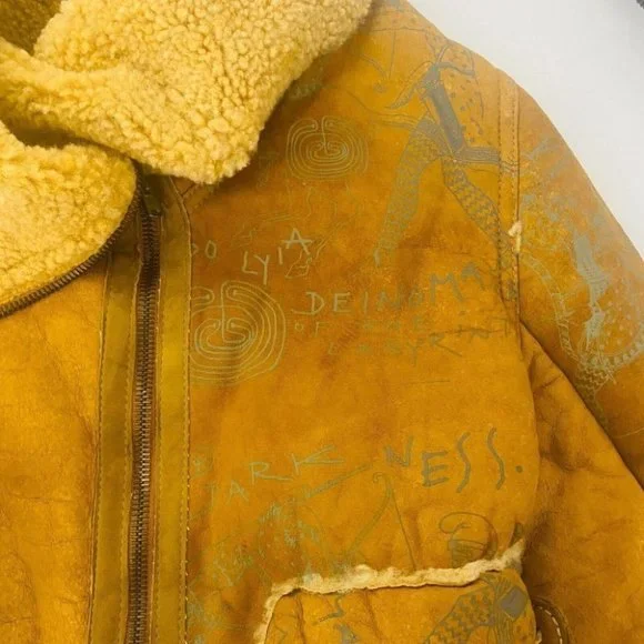 People Of The Labyrinths RARE Women's Leather Jacket Faux Fur Size Large Coat - Picture 3 of 10